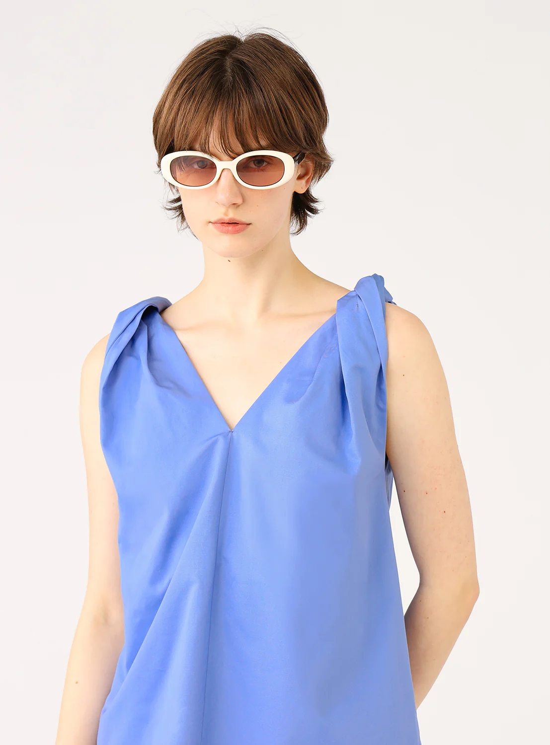 Cotton Twist-Shoulder Blouse