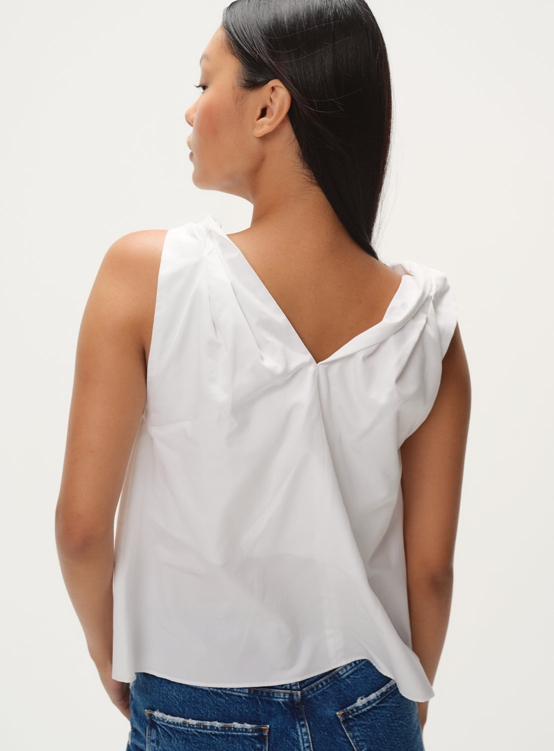 Cotton Twist-Shoulder Blouse