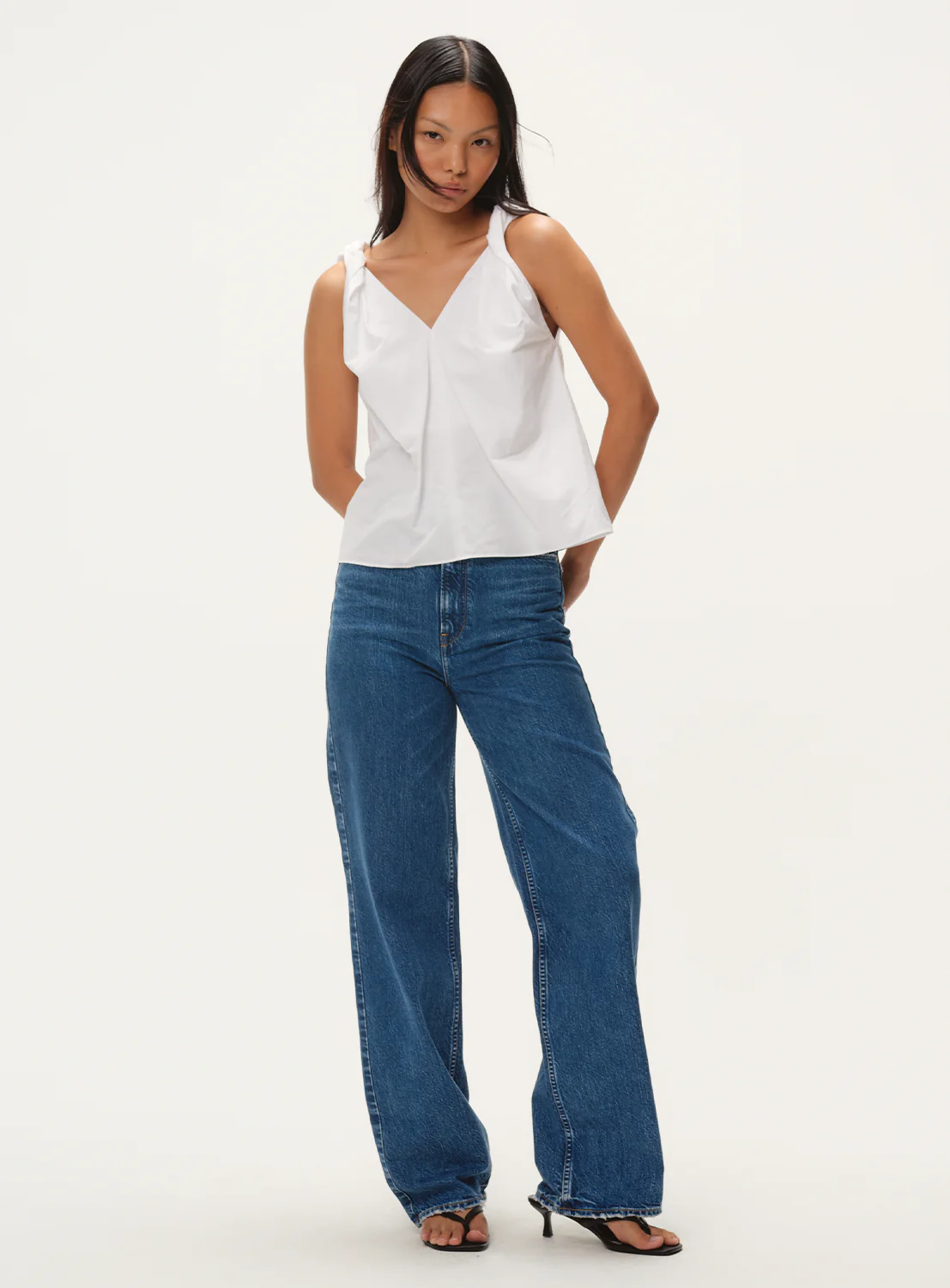 Cotton Twist-Shoulder Blouse