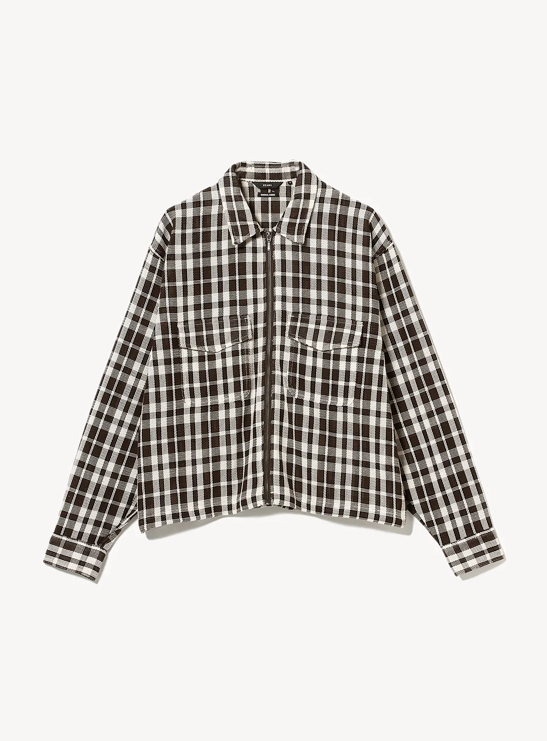Mesh Checkered Zip Up Shirt