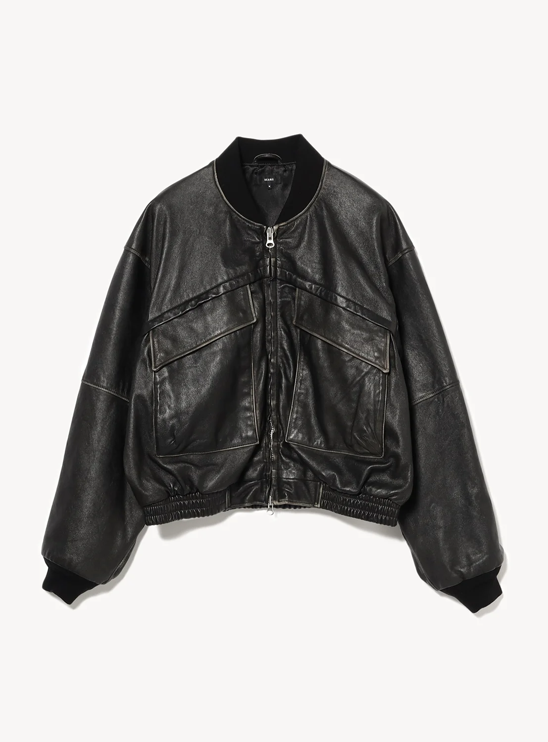 Distressed Leather Short Jacket