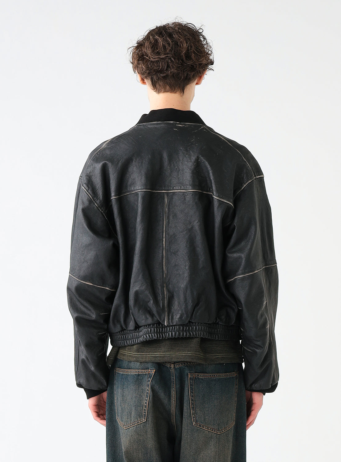 Distressed Leather Short Jacket