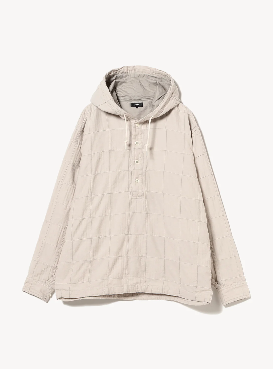Patchwork Herringbone Hooded Shirt