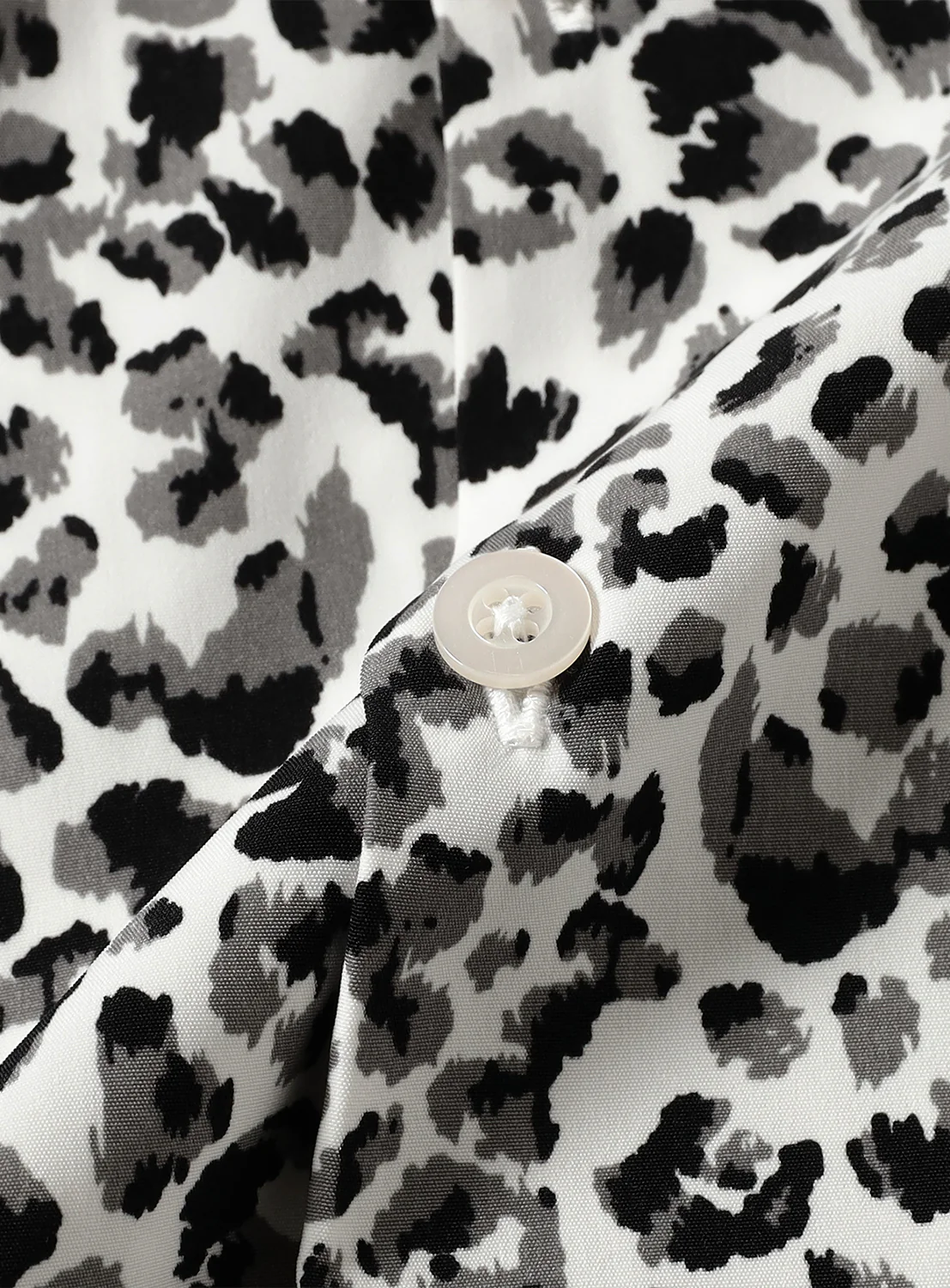 Animal Print Cut-Off Open Collar Shirt