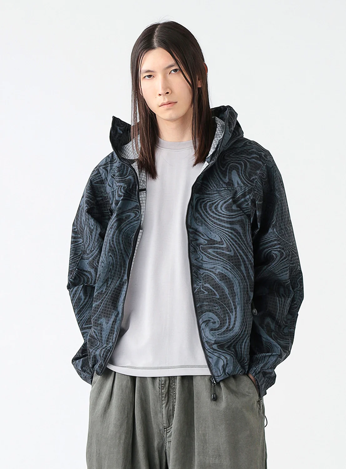 Printed Zip-Up Hoodie