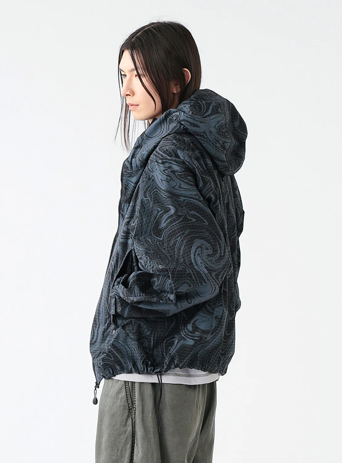 Printed Zip-Up Hoodie