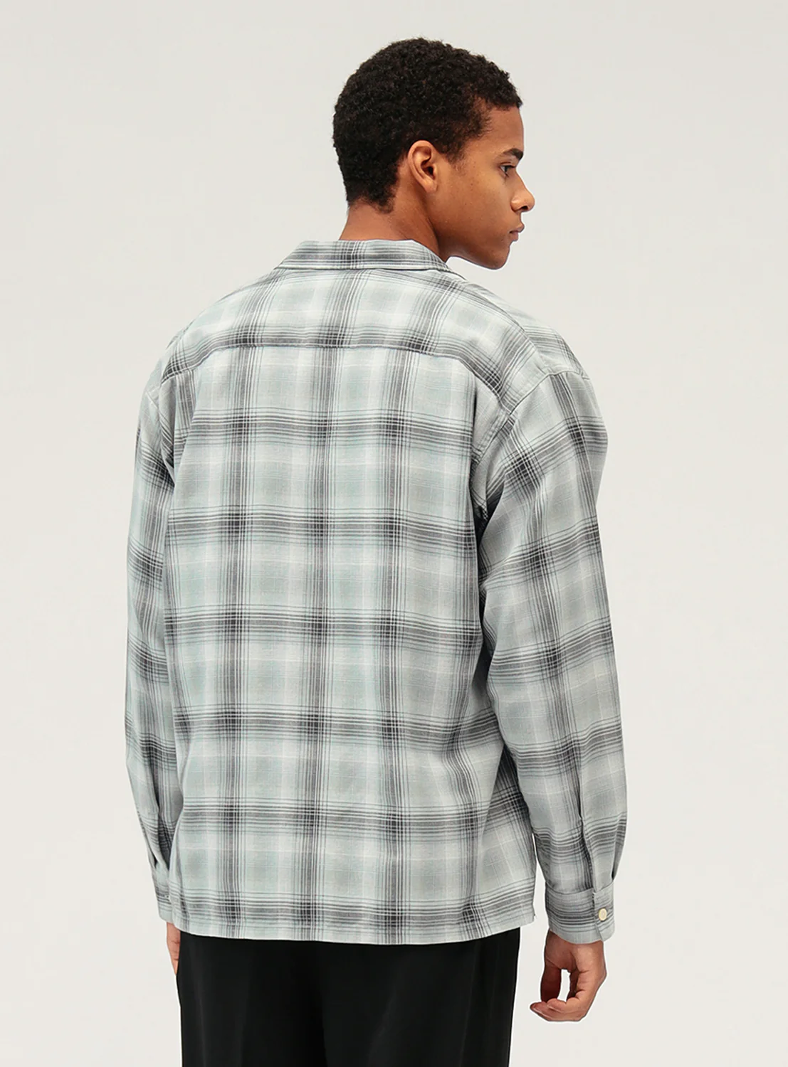 Ombre Check Open Collar Shirt