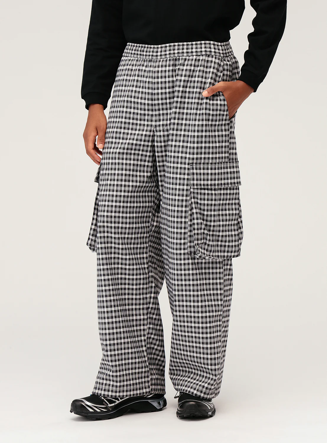 Wide Check Cargo Pants