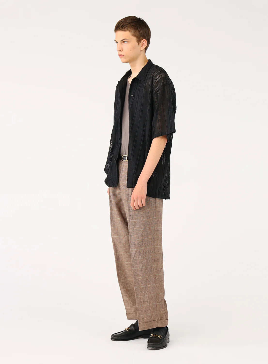 Mesh Open-Collar Shirt