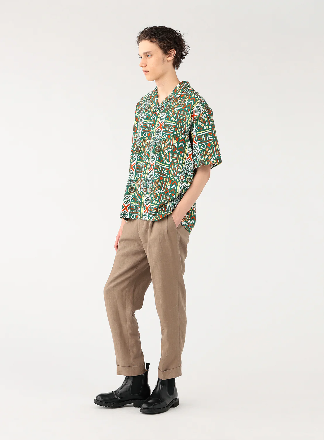 Print Open Collar Shirt