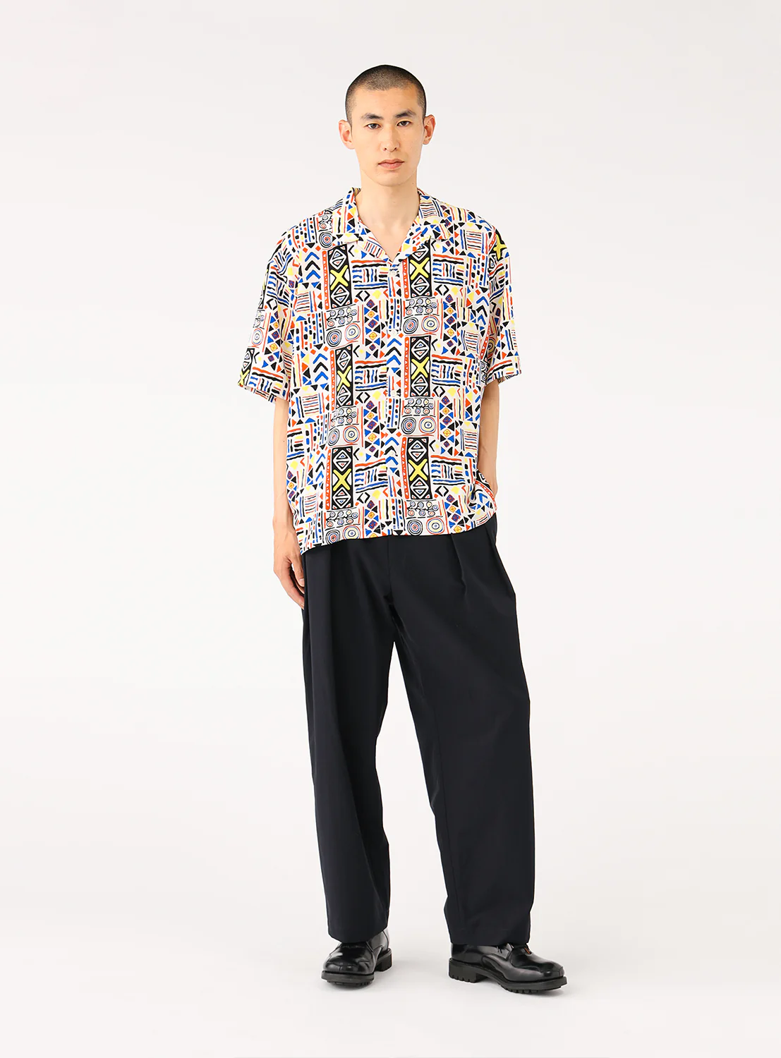 Print Open Collar Shirt