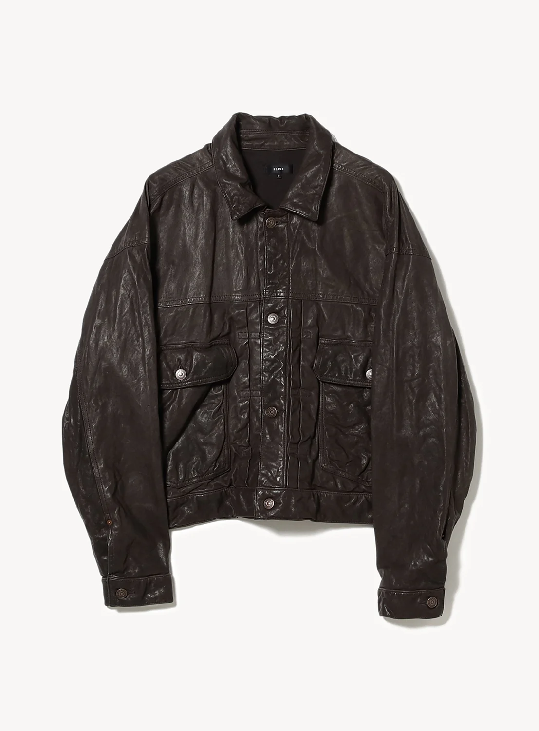 Wide Short Fit Leather Jacket