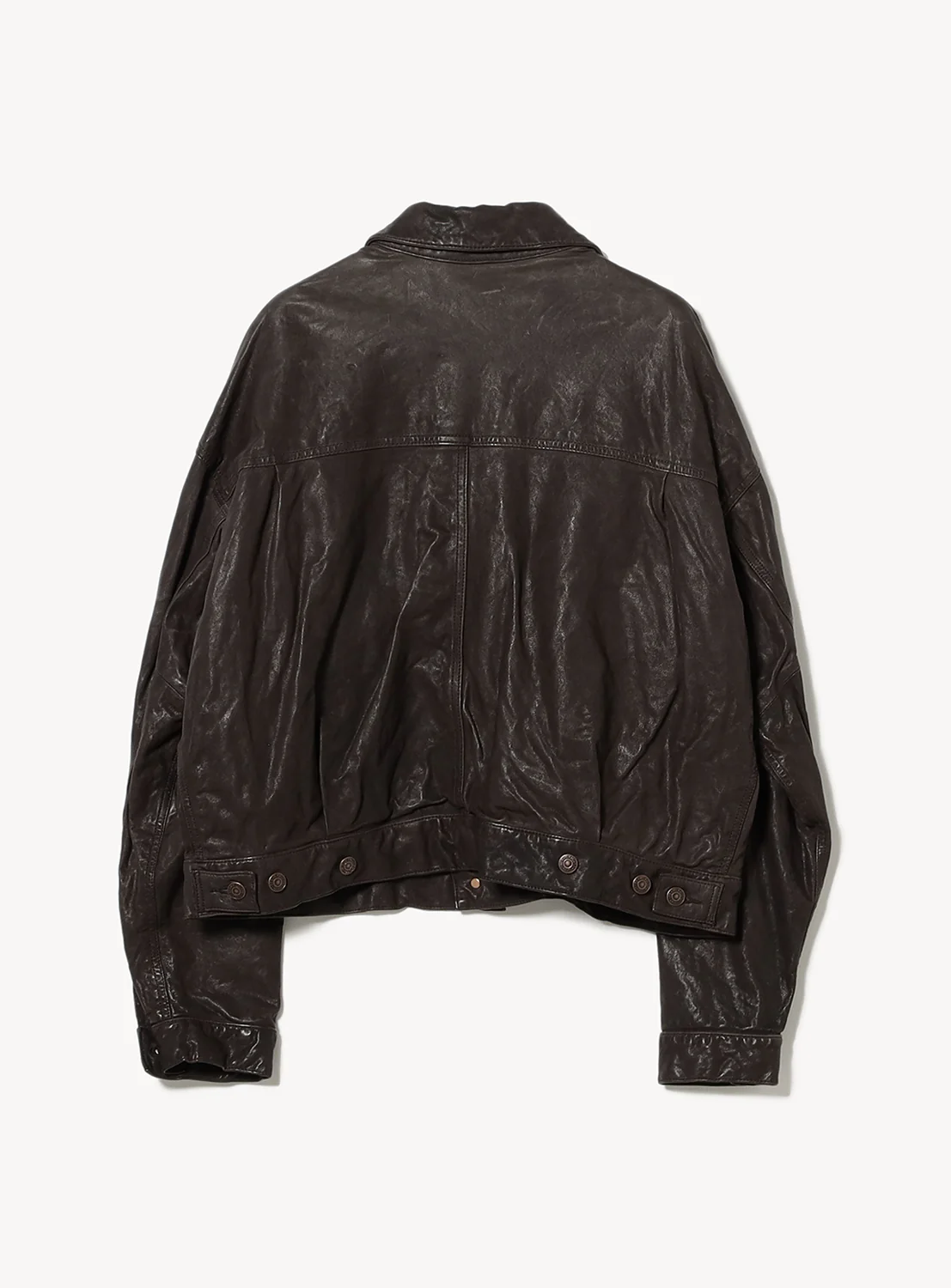 Wide Short Fit Leather Jacket
