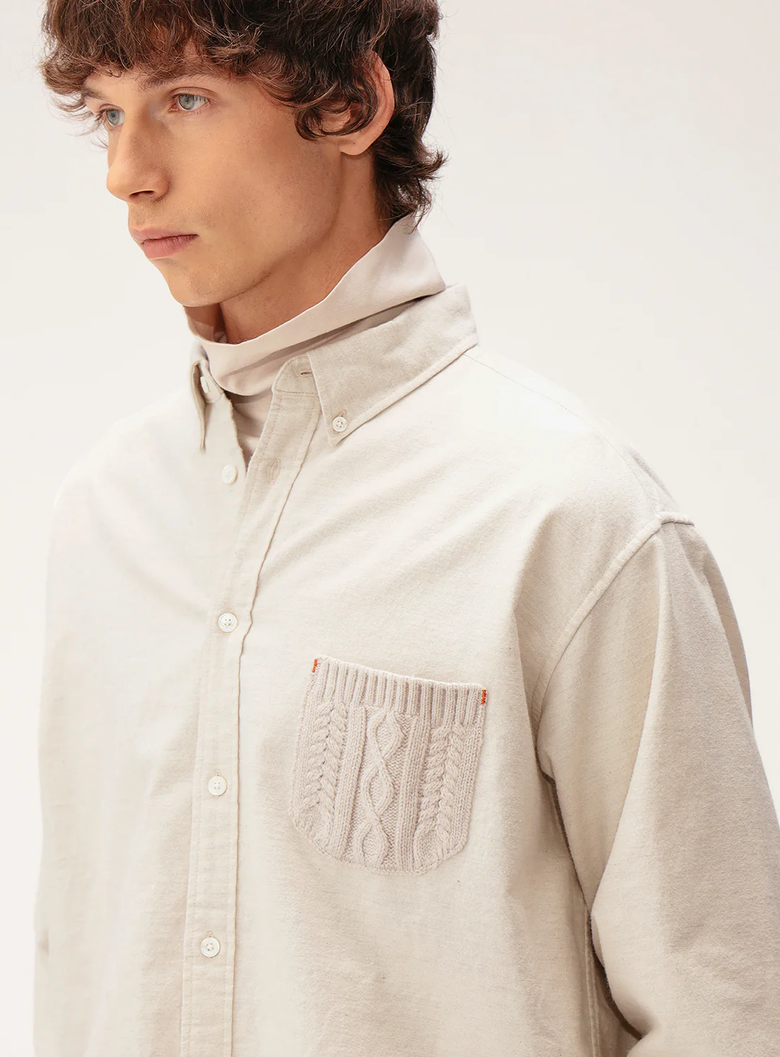 Cable Knit Pocket Shirt